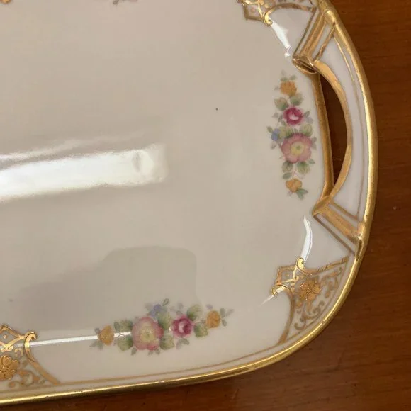 Vintage Nippon Hand Painted Tray With Handles - Picture 3 of 8